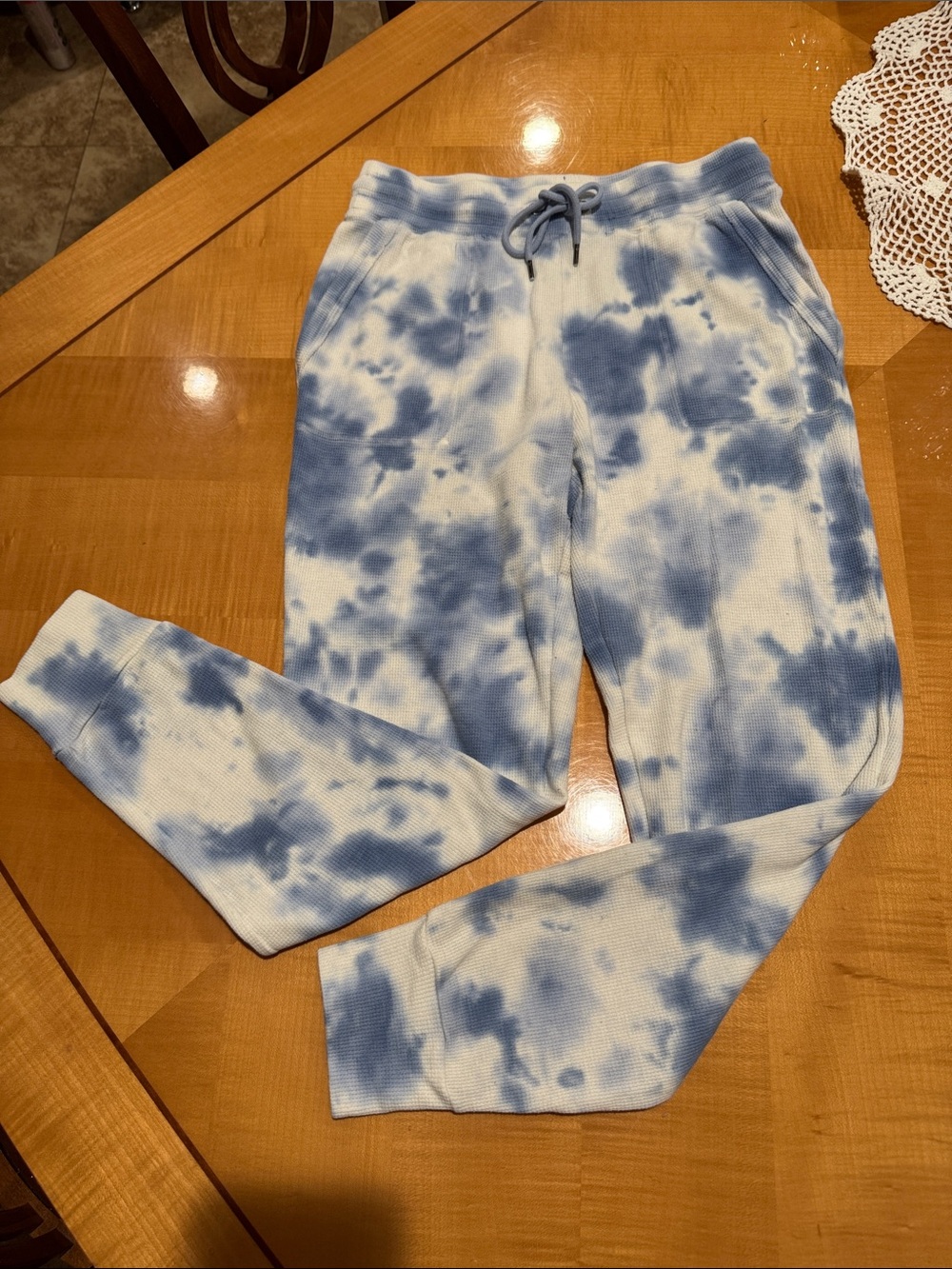 Splendid Blue and White Tie-Dye Joggers size xs